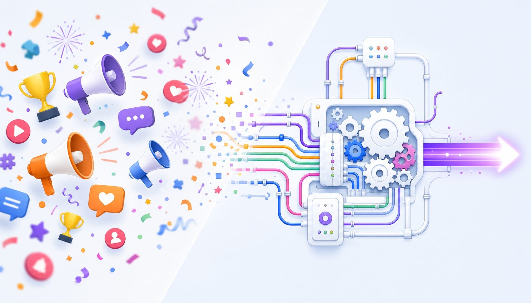 Contrast between marketing noise and a structured pipeline system representing best b2b saas marketing campaigns