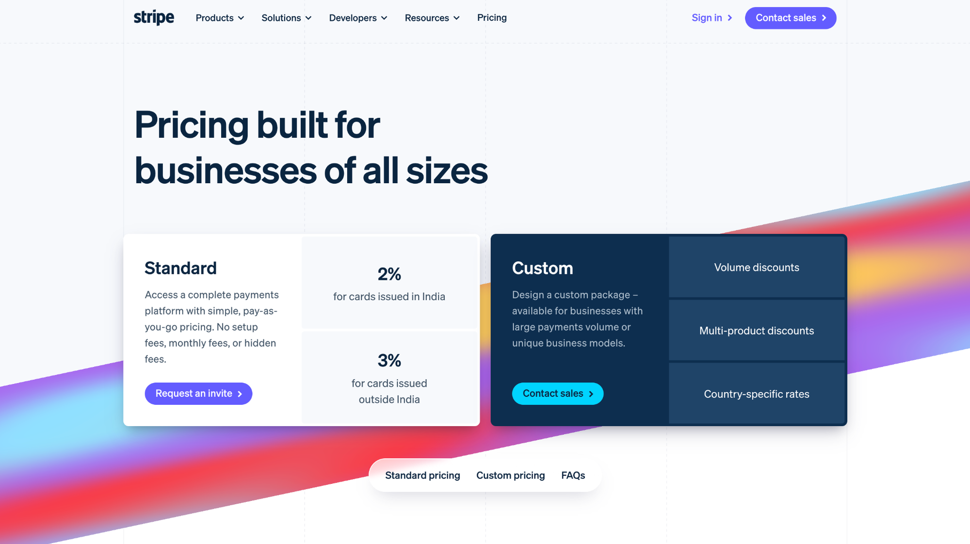 SaaS Pricing Page Example 3: Stripe