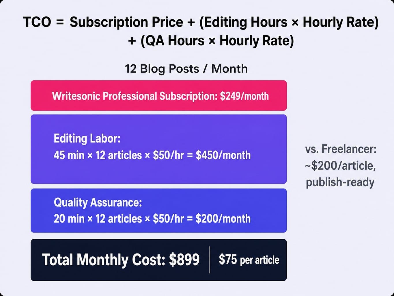 The true cost per article reframes every writesonic review's pricing analysis.