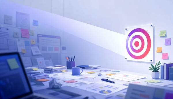 Focused light beam hitting a single target amid scattered marketing materials — prioritizing channels with limited budget