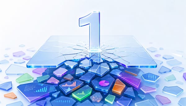 A single polished SaaS LTV number fracturing to reveal complex segmented data beneath the surface