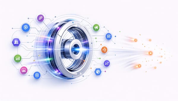 Flywheel building momentum representing a compounding SaaS influencer marketing system