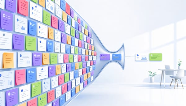 SaaS marketing backlog of ideas funneling through a narrow execution bottleneck